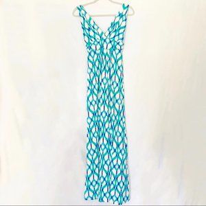 ⭐️NWT⭐️ Tart Sleeveless Maxi Dress Turquoise Teal Print Pattern Small